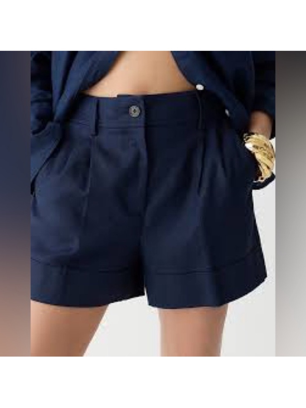 J. Crew Remi High Waist Shorts Stretch Lined Linen Blend In Navy. Size 4. EUC - Picture 3 of 12